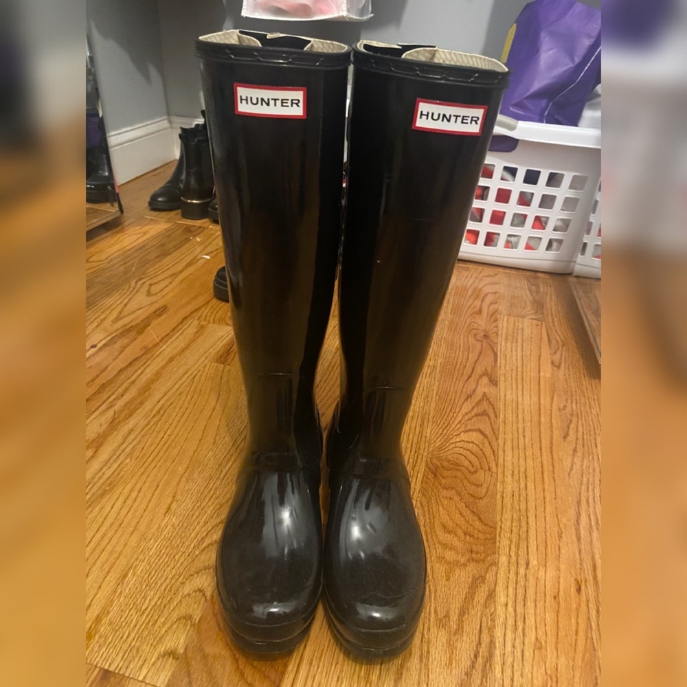 Tall rain boots Hunter, gloss black